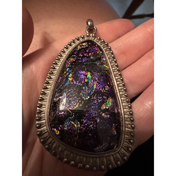 Sterling Silver Dichroic Glass pendant 34.92g - Picture 7 of 7